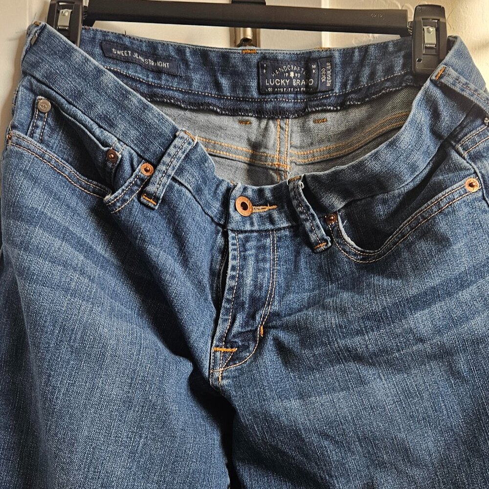 Lucky Brand Sweet N Straight Jeans Blue Mid Low Rise Stretch Size 10 / 30 R - Picture 5 of 15